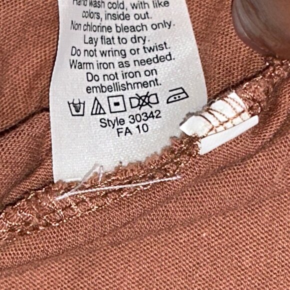 J.Crew Blouse Long Sleeve Scoop Neckline Lace Front Panel Soft Rust Brown Small - Picture 10 of 10